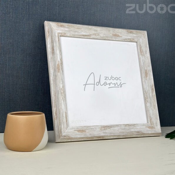 "Elegant White Vintage 12x12 Photo Frame with Broad Frame by Zuboc"