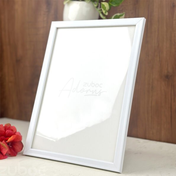 "Elegant 1/2” White Synthetic Fibre A4 Photo Frame on Zuboc"