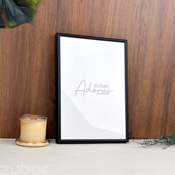 "Elegant Black Metallic A4 Photo Frame by Zuboc, Ideal for Professional and Personal Display"