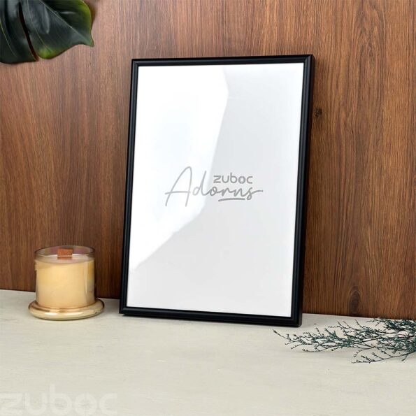 "Elegant Black Metallic A4 Photo Frame by Zuboc, Ideal for Professional and Personal Display"