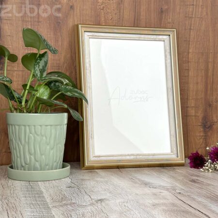 Golden Vintage Photo Frame 12x8 by Zuboc, enhancing home decor with its timeless elegance.