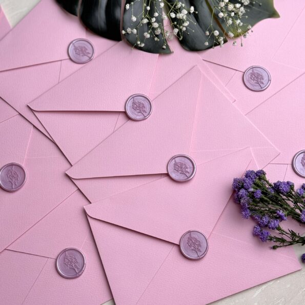 Baby pink std envelope and lilac lily wax seal-3