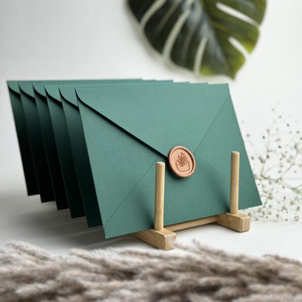 Forest green std envelope and bronze gold envelope wax seal-3