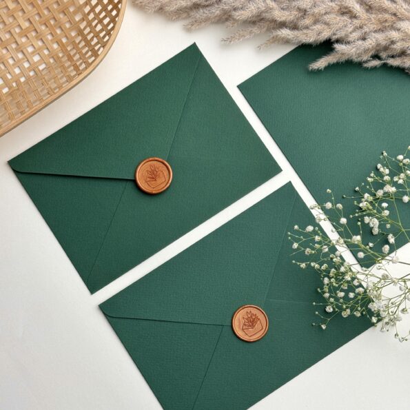 Forest green std envelope and bronze gold envelope wax seal-2