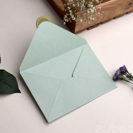 Stylish light aqua envelope and olive green wax seal-1