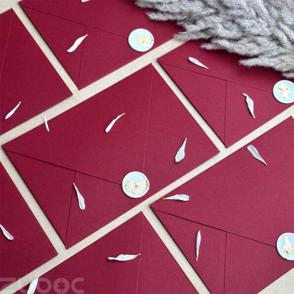 Maroon counter flap envelope and gold foil wax seal-2