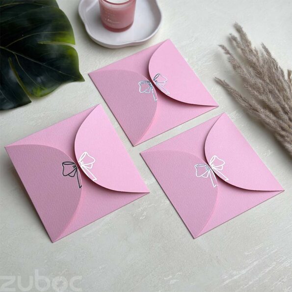 Foil-accented baby pink semi circle envelope, perfect for personalized envelopes-1