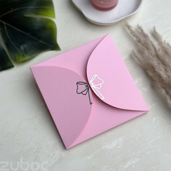 Foil-accented baby pink semi circle envelope, perfect for personalized envelopes