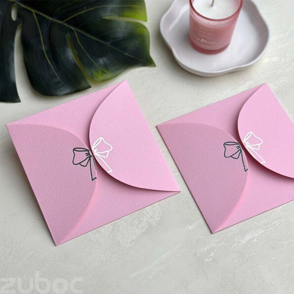 Foil-accented baby pink semi circle envelope, perfect for personalized envelopes-3