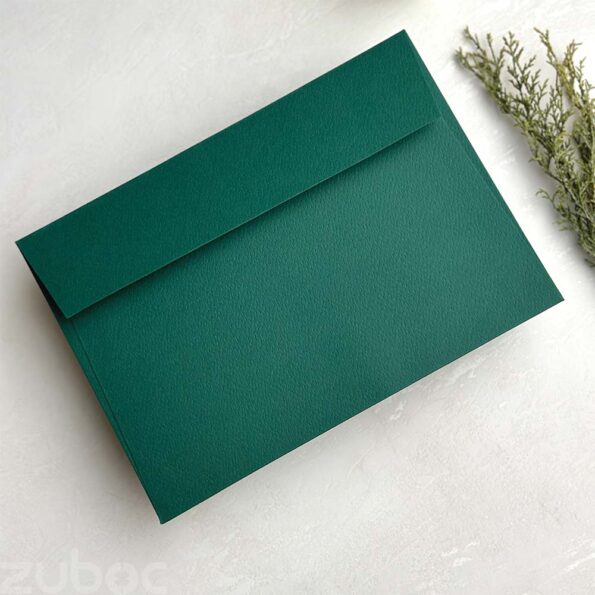 Professional forest green Short Flap Envelope C5, designed as custom business envelopes