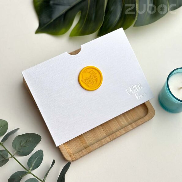 Normal white side tag envelope with yellow color flower basket wax seal