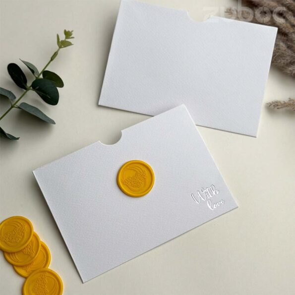 Normal white side tag envelope with yellow color flower basket wax seal-1