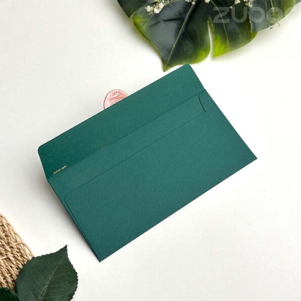 Forest green money envelope with rose gold branch wax seal-2