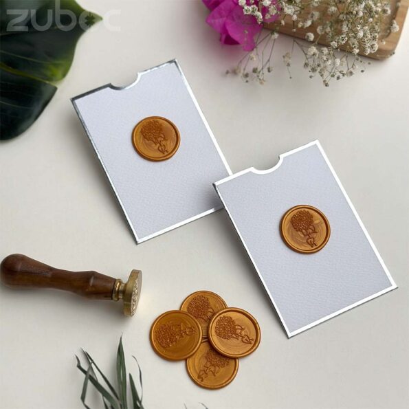 Normal white top tag envelope and light gold hydrangea wax seal-2