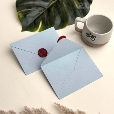 Light blue std envelope with wine red rose stem wax seal-1