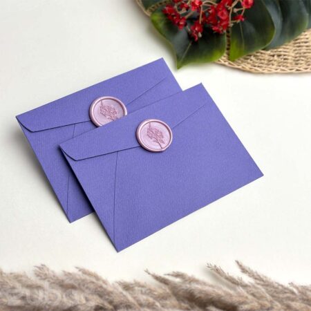 Purple wedding invitation envelope with lilac lily wax seal-1