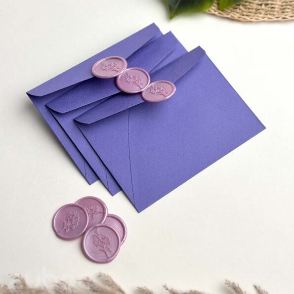 Purple wedding invitation envelope with lilac lily wax seal-3