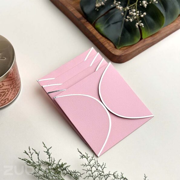 Baby pink semi circle envelope with foil line, perfect for personalized envelopes-3