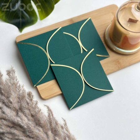 Elegant forest green semi circle envelope with foil, a stylish personalized envelopes