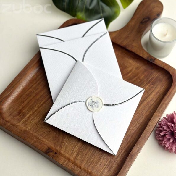 Semi circle normal white envelope with silver foil wax seal-2