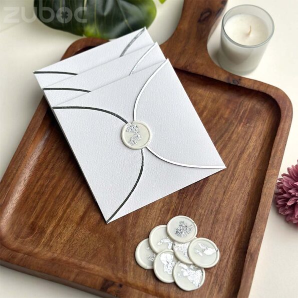 Semi circle normal white envelope with silver foil wax seal-3