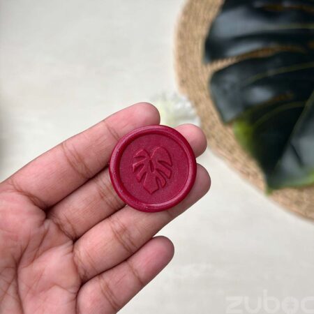 Wine Red Monstera Wax Seal, 2.5 cm round seal for crafts and gifts by Zuboc