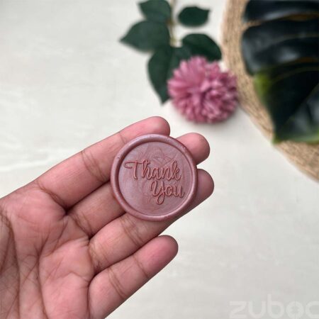 Champagne Thank You Calligraphy Wax Seal, 3 cm round seal for gifts and correspondence by Zuboc