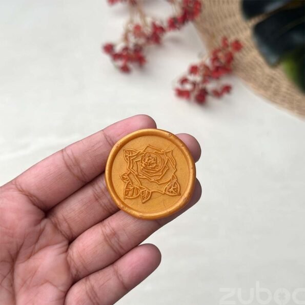 Light Gold Rose Wax Seal, for crafts and gifts-2