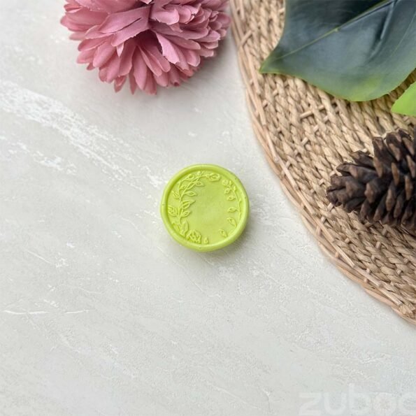 Wax seal in lime green flower bud design, perfect for an ideal envelope-2