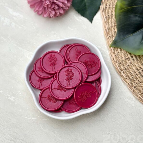 Wax seal in magenta inflorescence design, perfect for crafts, gifts, and envelopes