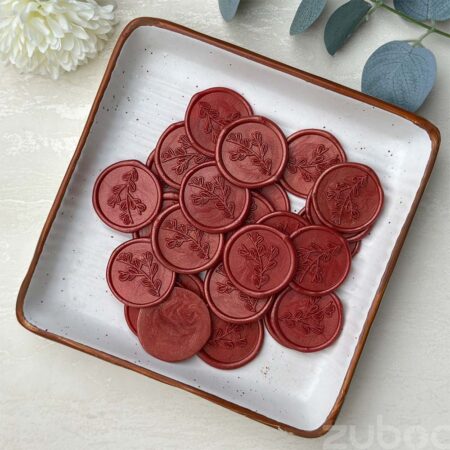 Moss Rose Wax Seal in Fire Brick color, 3 cm round wax seal from Zuboc