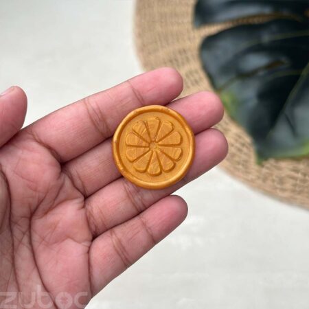 Orange Slice Wax Seal in Light Gold, 2.5 cm round wax seal from Zuboc