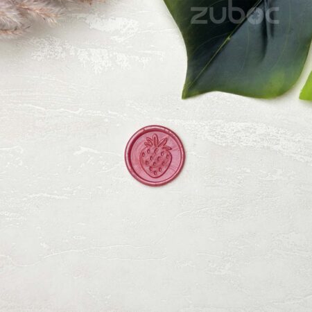 Peach Pink Strawberry Wax Seal, 2.5 cm round seal for envelopes and crafts by Zuboc