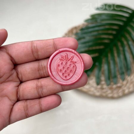 Peach Pink Strawberry Wax Seal, 2.5 cm round seal for envelopes and crafts by Zuboc