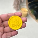 Yellow Cosmos Wax Seal on envelope, 3cm round