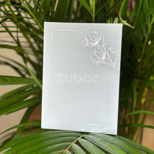 Silver foiled floral insert for branded envelopes