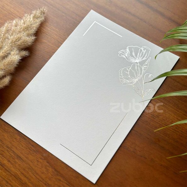 Silver foiled floral insert for branded envelopes