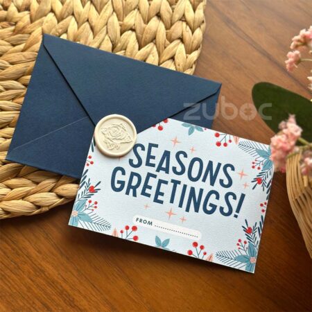 Std envelope plain navy blue with snow white rose wax seal ,textured white note card